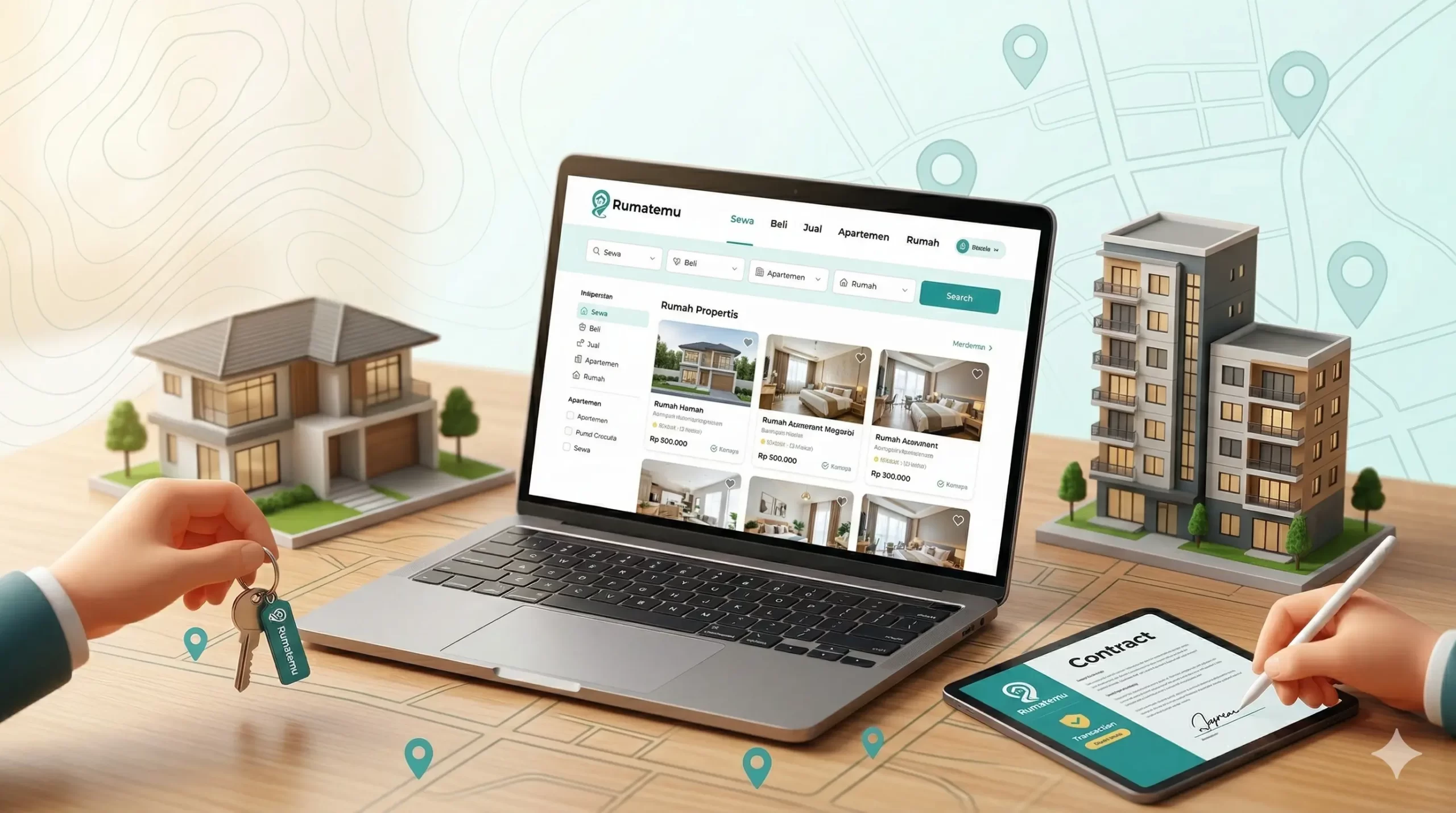 Sewa rumah apartemen murah di Rumahtemu
